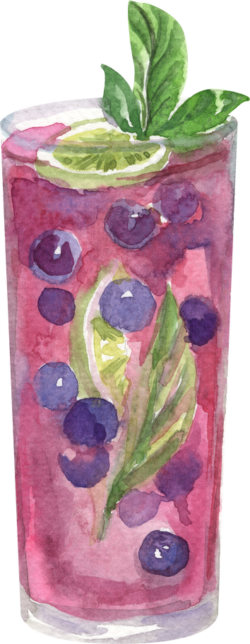 Watercolor blueberry lemonade